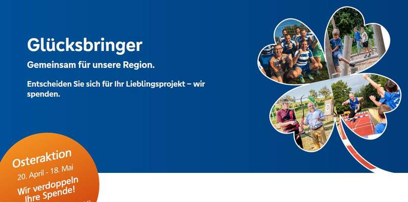 Mit ihrer Glückbringer-Aktion verdoppelt die VR-Bank SÜW-Wasgau Privatspenden an Vereine bei einer Höhe von bis zu 20 Euro. 