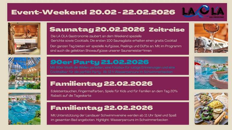 Das Programm des „LA OLA Event-Weekends“ voller Abwechslung, Spaß und besonderer Erlebnisse. Foto. Stadtholding. Frei.