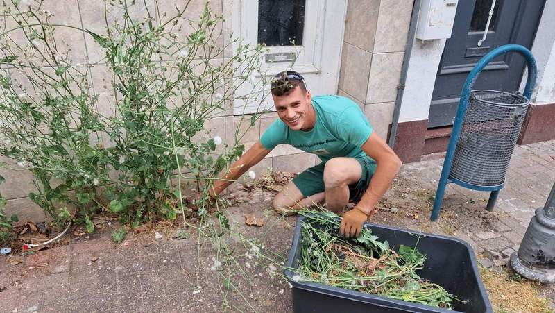 Gartenpflege-Firma-Chef Jurgent Visha legt los. 