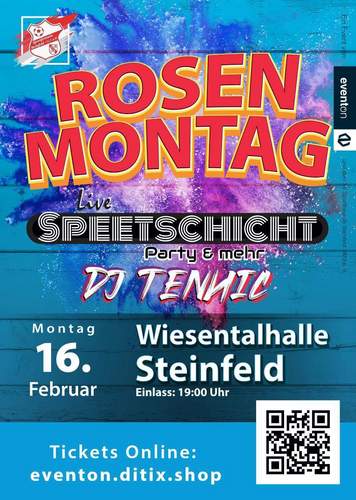 Rosenmontag in Steinfeld der Band "Speetschicht" und DJ Tennic.