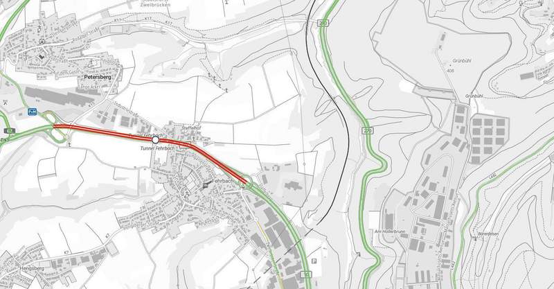 Der Fehrbachtunnel der B 10 bei PS wird kommende Donnerstagnacht gesperrt. 