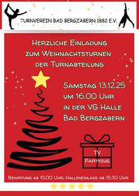 Das Weihnachtsturnen des TV BZA beginnt am kommenden Samstag, 16 Uhr, in der VG-Halle in der Pestalozzistraße.