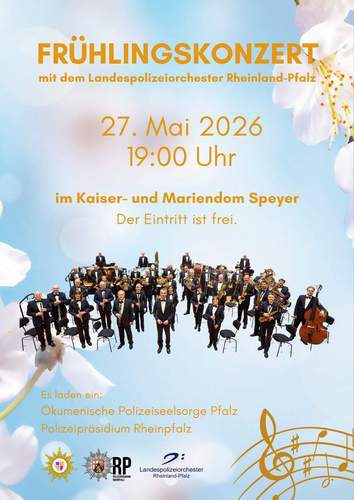 Das Landespolizei-Orchester RLP gastiert am kommenden Mittwoch, 27. Mai, im Dom zu SP. 