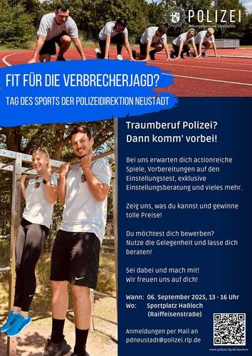 Die Polizei NW lädt Jugendliche zum Fitness-Tag nach Haßloch ein.