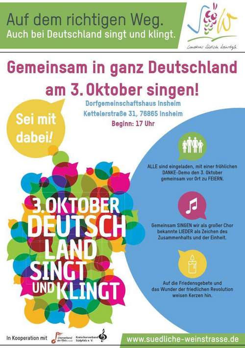 25.09.2026 - „Deutschland singt und klingt". Am 3. Oktober.