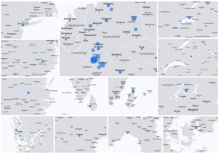 Wo wir gelesen werden. Von der Pfalz über die USA bis hin nach Taiwan ... Grafik. rw. 