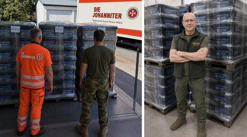 Hilfsgüter des PSer Unternehmen Convar werden von den Johannitern für die Hilfskräfte im Erdbeben-Gebiet in Venezuela gebracht. Rechts Ralph Hensel, Managing Director bei CONVAR. Fotos. PR. Frei. 
