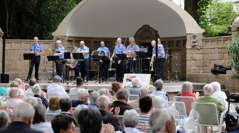 Das Landespolizeiorchester RLP spielt das erste der Sonntagskonzerte im Goethe-Park in diesem Jahr. Und zwar am 7. Juni. Foto. Stadt. LD. Frei. 