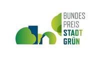 Das Logo des Bundespreises Stadtgrün, der in diesem Jahr das Thema Bewegung in den Mittelpunkt stellt. Grafik. Bundespreis Stadtgrün. Frei.