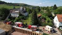 Einsatzort. Brand im Kinderheim in Oberotterbach. Mit ihren Drehleitern aus BZA und dem elsässischen Weißenburg konnten die Floriansjünger zügig "Feuer aus" melden bei ihrer Großübung.
