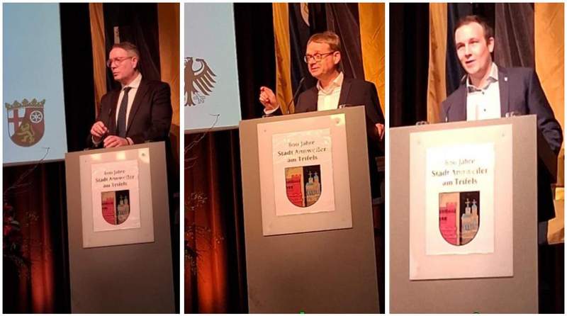 Grußworte sprachen beim Neujahrsempfang in Annweiler RLP-MP Alexander Schweitzer, MdL Thomas Gebhart und VG-Bgm. Christian Burkart. Foto. cmc-hi. Frei.