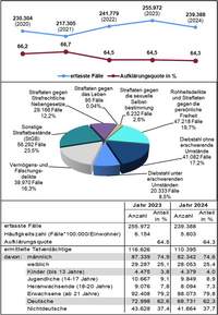 Die Gesamtschau der Kriminalstatistik Vorderpfalz für 2024. Grafik Polizei. Frei. 