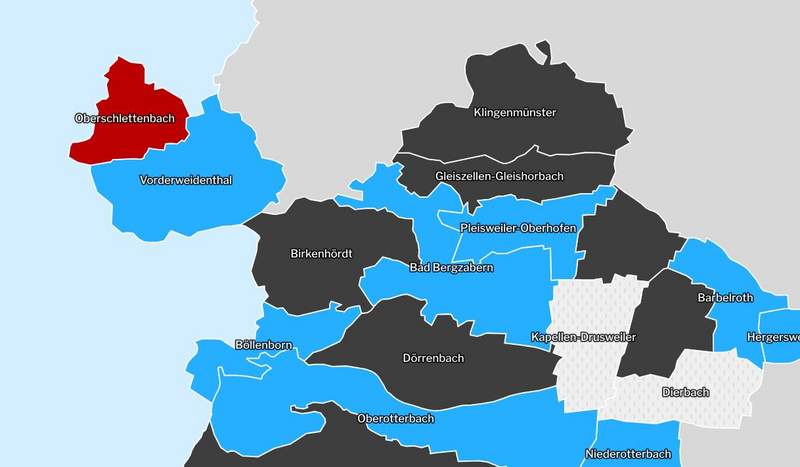 Der einzig rote Flecken in der Südpfalz. Oberschlettenbach. Das kleinste selbstständige Dorf an der SÜW.