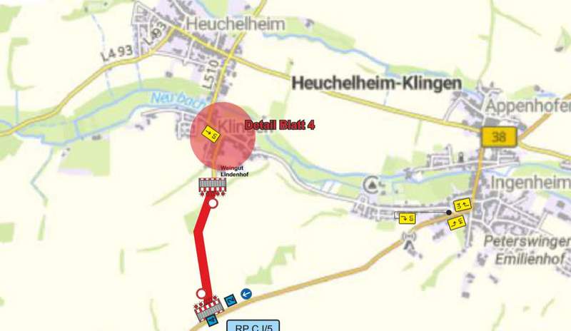 Ab kommenden Montag, 29. September, wegen Sanierung gesperrt. Die L 510 zwischen Klingen und der B 38. 