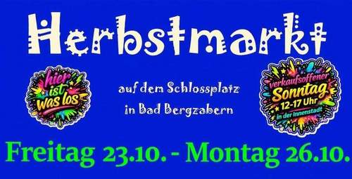 19.10.2026 - Herbstmarkt. Am Schloss. Verkaufsoffener Sonntag.
