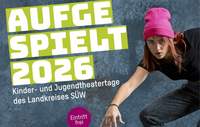 Die Kinder- und Jugendtheatertage Aufgespielt finden dieses Jahr in Herxheim-Hayna statt. Grafik. KV. SÜW. Frei. 