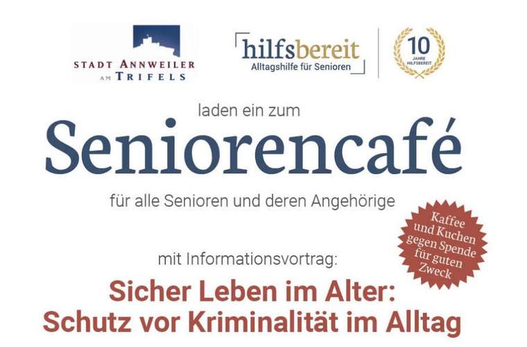 Beim nächsten Seniorencafé in Annweiler geht es um die Sicherheit älterer Bürger, bzw. wie sich schützen vor Trickbetrügern.