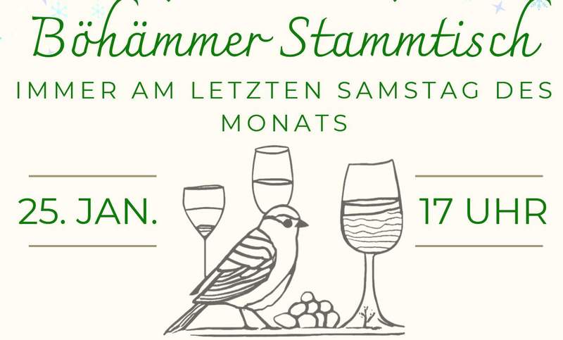 Der Böhämmer-Jagdclub BZA lädt jeden letzten Samstag im Monat zum Stammtisch ein. Auch Nichtmitglieder willkommen. 