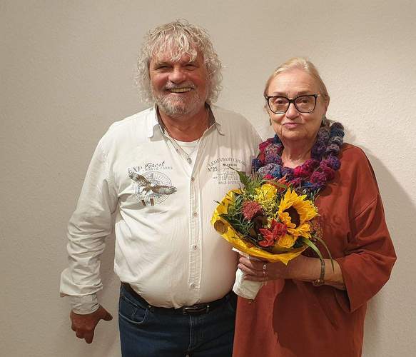 Haben bei der Kunst-Gilde in BZA als Vorstand aufgehört. Vize Christian Paulus und Vorsitzende Petra Weiner-Jansen.