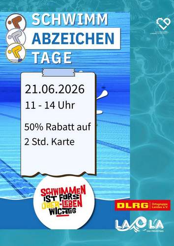 Auch in diesem Jahr nehmen das Freizeitbad LA OLA in LD und die DLRG Ortsgruppe LD an den bundesweiten Schwimmabzeichentagen teil. Foto. Stadt. LD. Frei. 
