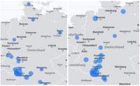 Binnen einer Stunde verändert sich so unsere Klickkarte. Unverkennbar. Stammlande ist und bleibt der Südwesten.