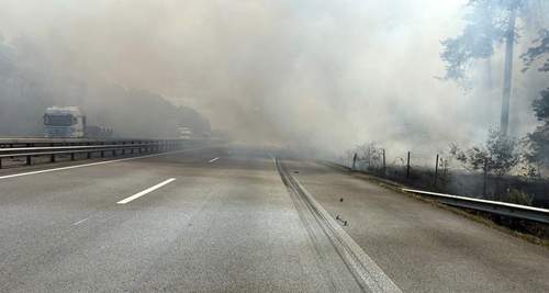 06.08.2026 - In Flammen. 50 Hektar Wald. A 61 Richtung Hockenheim gesperrt.