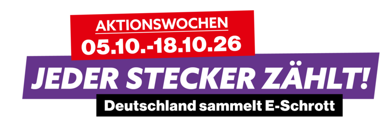 Jeder Stecker zählt. Während der bundesweiten Aktionswochen vom 5. bis 18. Oktober steht die richtige Rückgabe ausgedienter Elektrogeräte im Mittelpunkt. Foto. stiftung elektro-altgeräte register, Nürnberg. 