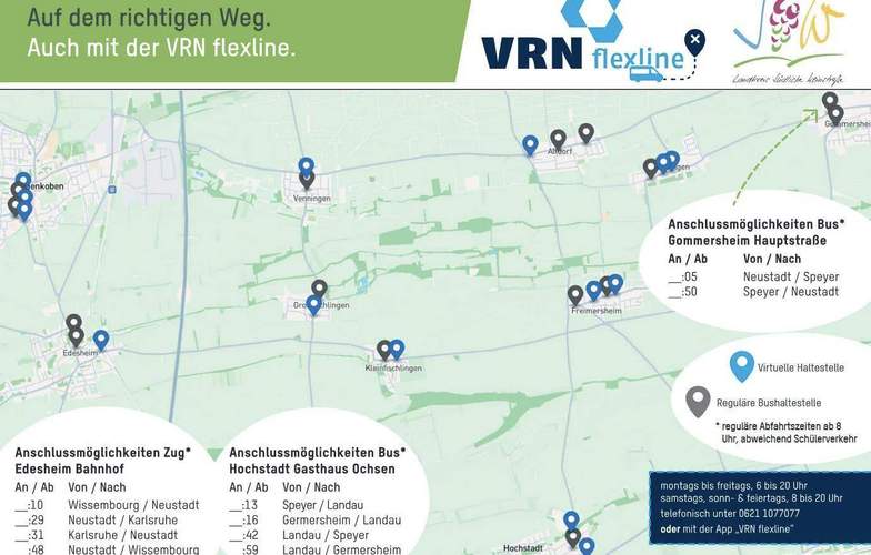 Das VRN-Flexline-Angebot wird nun auf die gesamte VG Edenkoben ausgeweitet.