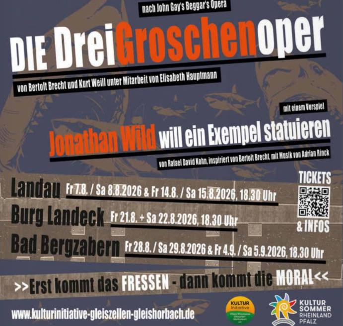 Eine ganz eigene Interpretation der Drei-Groschen-Oper. An diesem WE auf Burg Landeck. Und an den beiden kommende WEs am Schloss in BZA. 