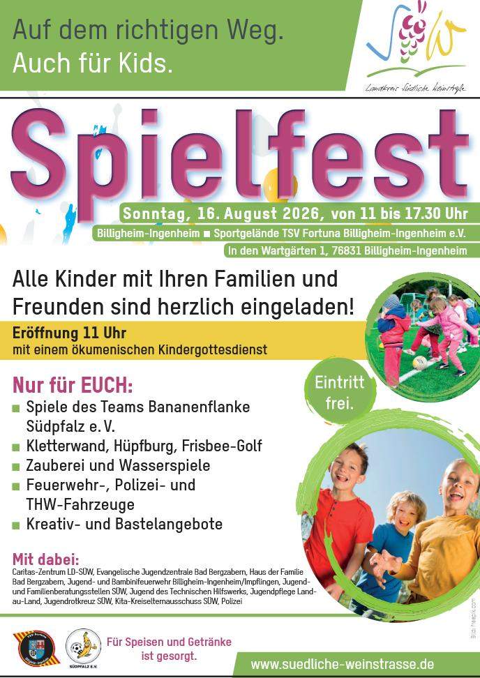 Das Fest wird um 11 Uhr mit einem ökumenischen Kindergottesdienst eröffnet. Die Spiele des Teams Bananenflanke Südpfalz beginnen um 12 Uhr. Foto. KV. SÜW. Frei.