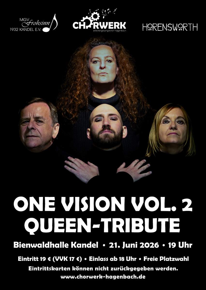 Chorwerk Queen-Tribute. Für Sonntag, 21. Juni gibt es noch Restkarten. Manfred Ehrhardt. Pressefrei.