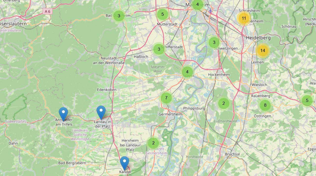 Die Orte im Südwesten, wo Filme beim großen Festival bei freiem Eintritt gezeigt werden, sind ganz leicht per Karte ausfindig zu machen. 